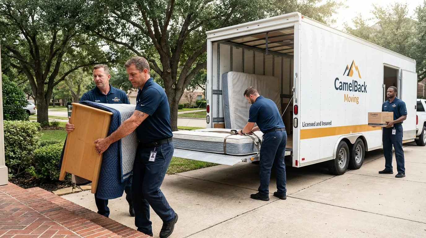 Crew loading residential truck for cross-state move from Thornton, CO