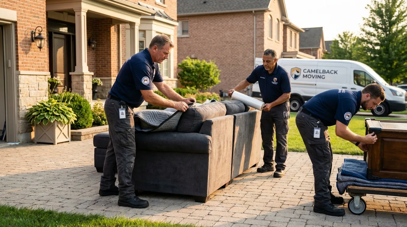Large estate moving crew wrapping furniture in Thornton, CO