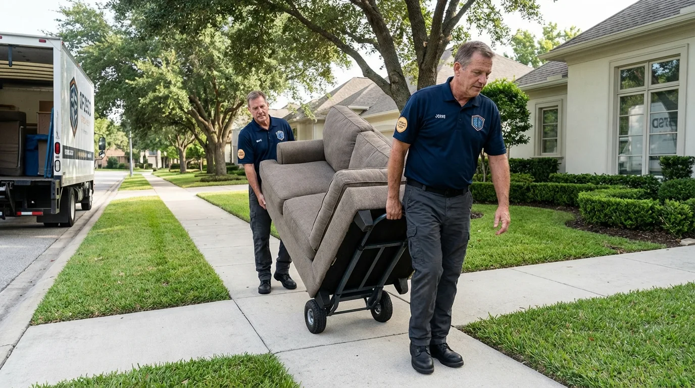 Local residential moving crew loading furniture in Thornton, CO