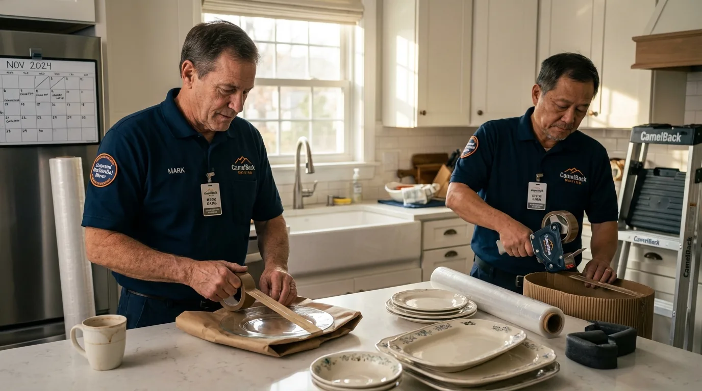 Professional crew packing kitchen dishware in Thornton, CO
